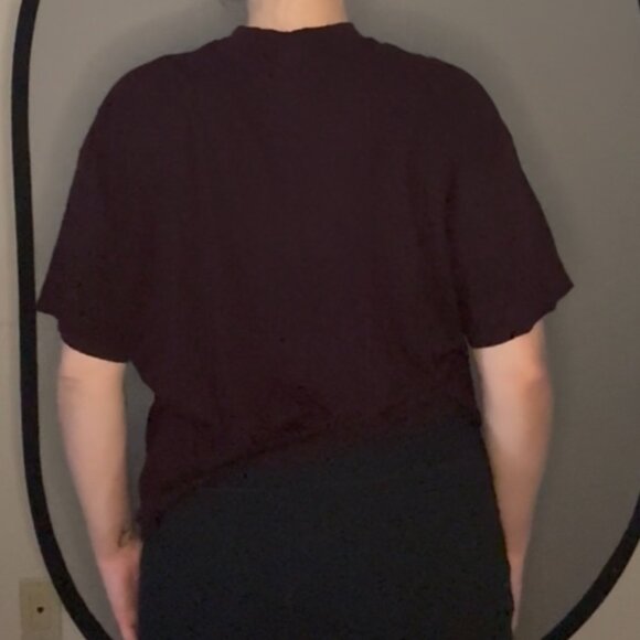 Topshop Maroon Mock-Neck T-Shirt, Size US 4-6 - Picture 3 of 3
